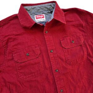Wrangler Button Up Long Sleeve Shirt Men's Small Deep Red Holiday Western Wear